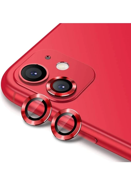 iPhone 11 Kamera Koruyucu Lens Alüminyum Alışımlı Cam (kırmızı)