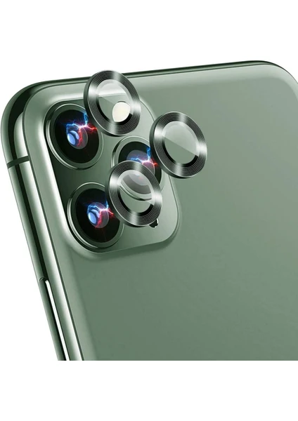 iPhone 11 Pro Kamera Koruyucu Lens Alüminyum Alışımlı Cam (yeşil)