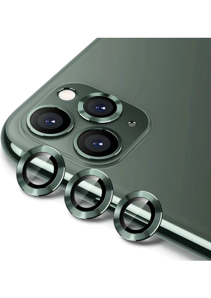 iPhone 11 Pro Max Kamera Koruyucu Lens Alüminyum Alışımlı Cam (yeşil)