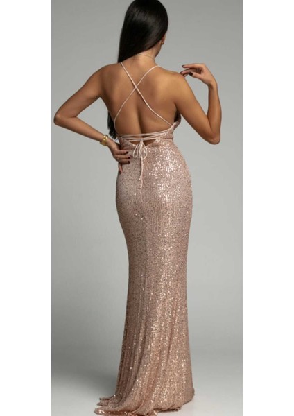 Büzgü Detaylı Degaje Yaka Abiye Elbise fiyatları