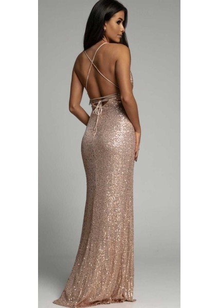 Büzgü Detaylı Degaje Yaka Abiye Elbise modelleri