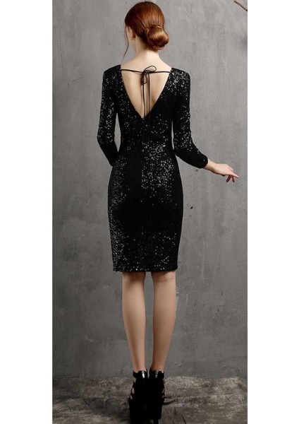 Hilaltrend Uzun Kollu Payet Elbise