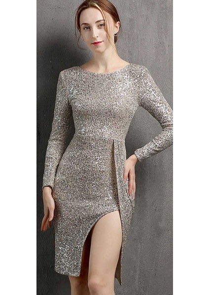 Hilaltrend Uzun Kollu Payet Elbise modelleri