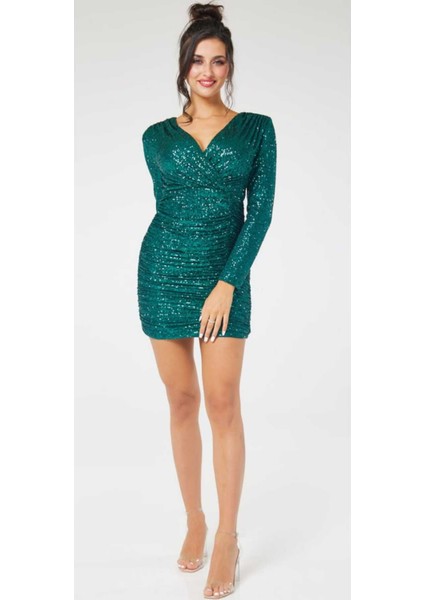 Hilaltrend Drable Detaylı Uzun Kollu Mini Elbise fırsatları