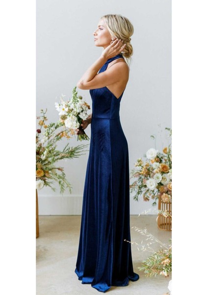 Halter Yaka Kadife Elbise fiyatları