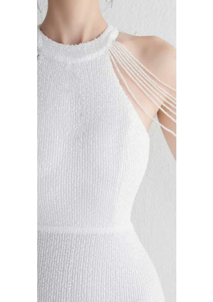 Hilaltrend Halter Yaka Taş Detaylı Pullu Abiye Elbise fırsatları