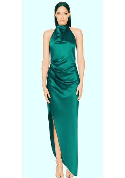 Halter Yaka Asetat Saten Elbise fiyatları