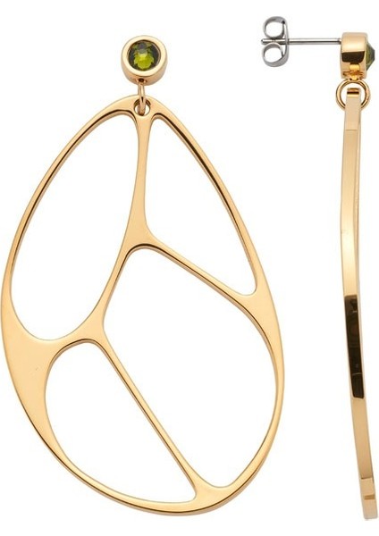 Yeşil Swarovski® Kristalli Altın Renkli Manyetik Küpeler