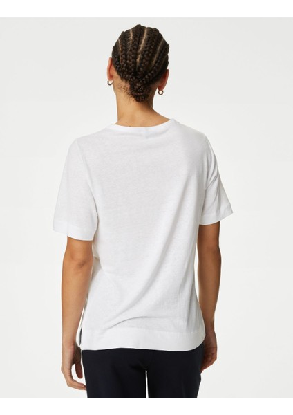 Marks & Spencer Kısa Kollu Keten T-Shirt