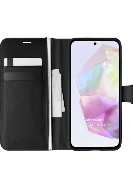 Samsung Galaxy A35 Kılıf Delux Leather Wallet Siyah