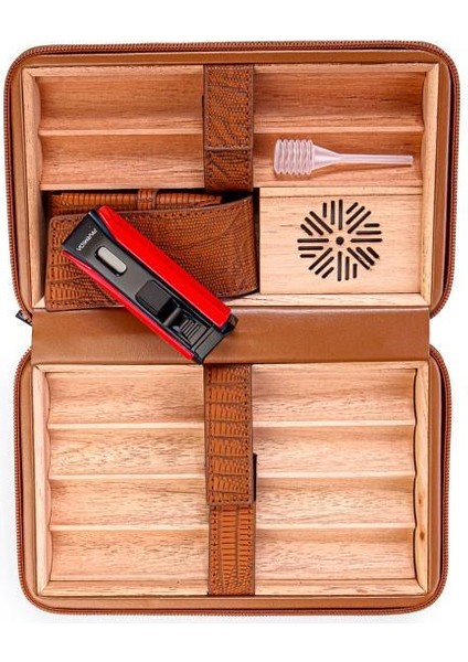 Pq Çakmak Kesicili Açık Kahverengi Deri Puro Taşıma Çantası modelleri