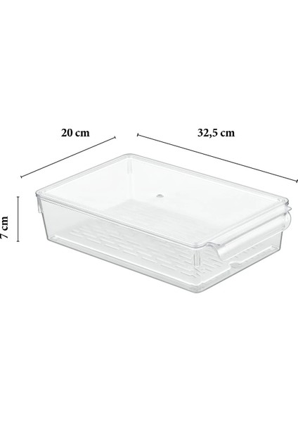 2 Adet Süzgeçli Kapaklı Buzdolabı Düzenleyici Buzdolabı Içi Düzenleyici Organizer 7 x 32,5 x 20 cm