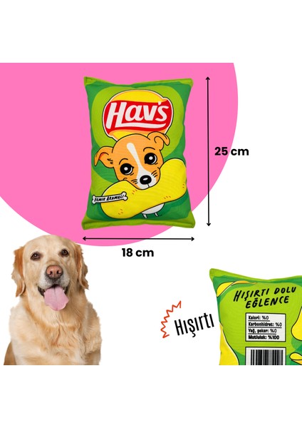 Yeşil Hav's Peluş Cips Hışırtı Sesli Köpek Oyuncağı Cips Şeklinde Ses Çıkaran Köpek Oyun Arkadaşı