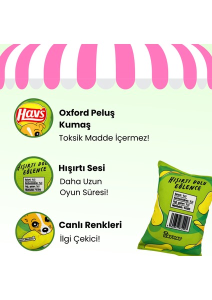 Yeşil Hav's Peluş Cips Hışırtı Sesli Köpek Oyuncağı Cips Şeklinde Ses Çıkaran Köpek Oyun Arkadaşı