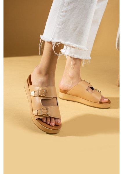 Çift Gold Tokalı Comfort Taban Kadın Sandalet 70-0232-24 modelleri