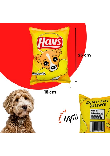 Sarı Hav's Peluş Cips Hışırtı Sesli Köpek Oyuncağı Cips Şeklinde Ses Çıkaran Köpek Oyun Arkadaşı