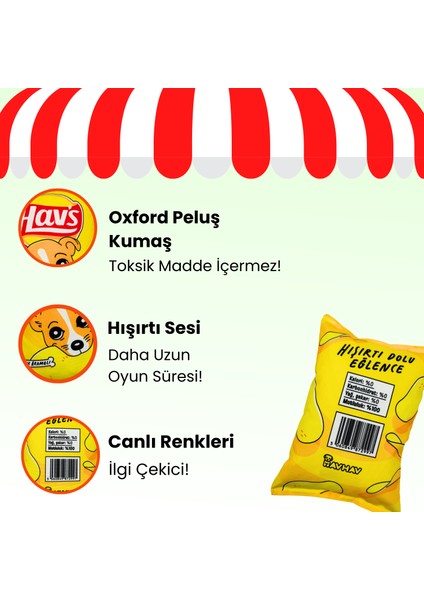 Sarı Hav's Peluş Cips Hışırtı Sesli Köpek Oyuncağı Cips Şeklinde Ses Çıkaran Köpek Oyun Arkadaşı