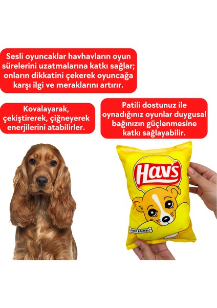 Sarı Hav's Peluş Cips Hışırtı Sesli Köpek Oyuncağı Cips Şeklinde Ses Çıkaran Köpek Oyun Arkadaşı