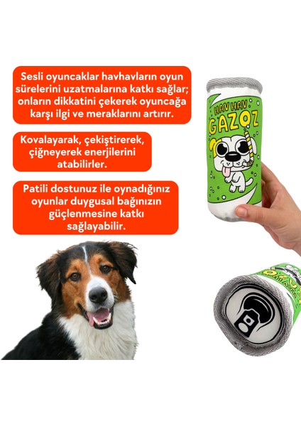 Yeşil Gazoz Peluş Kutu Içecek Köpek Oyuncağı Vikvik Sesli Köpek At Getir Oyuncağı