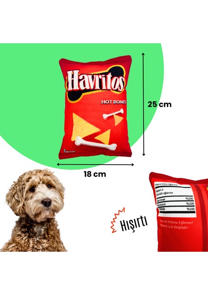 Havritos Peluş Cips Hışırtı Sesli Köpek Oyuncağı Cips Şeklinde Ses Çıkaran Köpek Oyun Arkadaşı