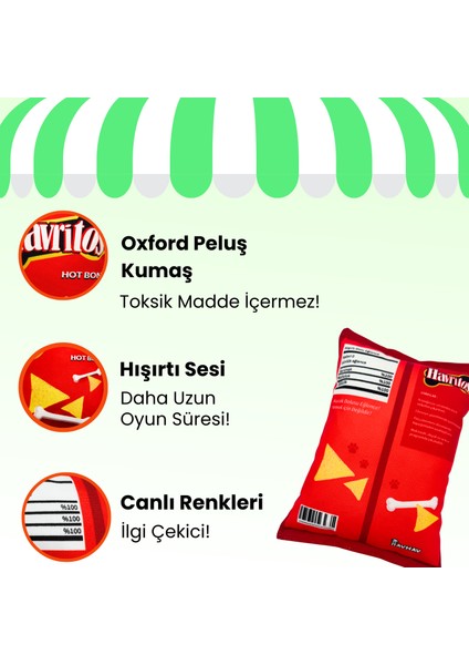 Havritos Peluş Cips Hışırtı Sesli Köpek Oyuncağı Cips Şeklinde Ses Çıkaran Köpek Oyun Arkadaşı