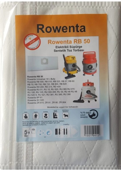 Rowenta Zr 81 - ZR815 - ZR80 - Zr 804 Uyumlu Toz Süpürge Torbası 5 Adet