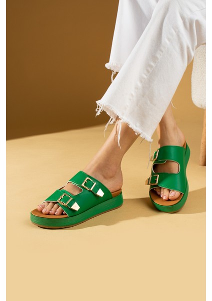 Çift Gold Tokalı Comfort Taban Kadın Sandalet 70-0232-24 fiyatları