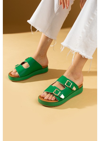 Çift Gold Tokalı Comfort Taban Kadın Sandalet 70-0232-24 modelleri