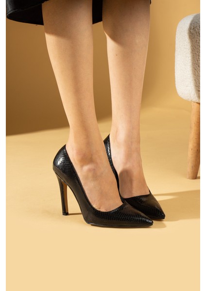 Kroko Desenli Ince Uzun Topuklu Kadın Stiletto 71-53-24BASKI fiyatları