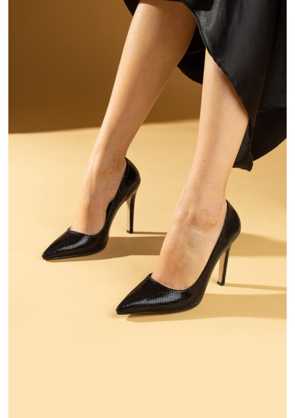 Kroko Desenli Ince Uzun Topuklu Kadın Stiletto 71-53-24BASKI modelleri