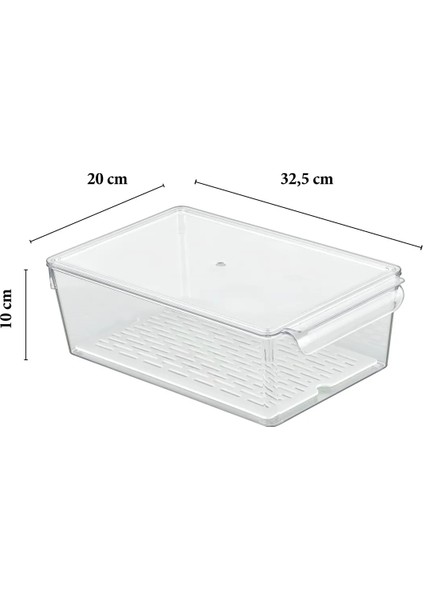 2 Adet Süzgeçli Kapaklı Buzdolabı Düzenleyici Buzdolabı Içi Düzenleyici Organizer 10 x 32,5 x 20 cm