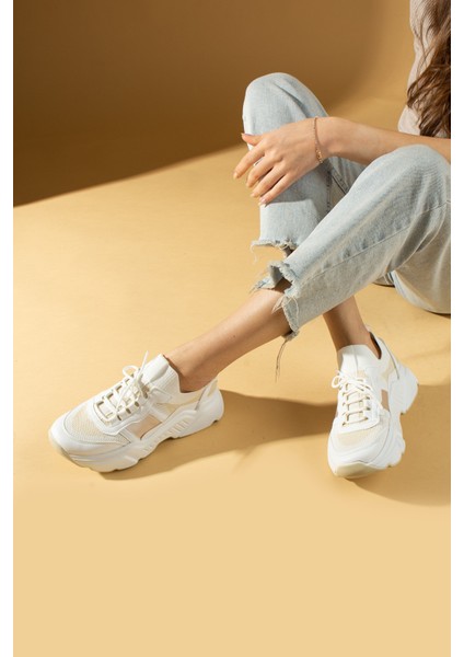 Triko Desenli Bağcıklı Kalın Taban Tarz Kadın Sneaker 59-3456-24 modelleri