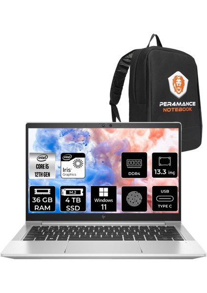 Elitebook 630 G9 Intel Core I5 1235U 36GB 4tb SSD 13.3'' Fhd W11P Taşınabilir Bilgisayar 6S6Y3EA & Per4 Çanta 6S6Y3EAP435
