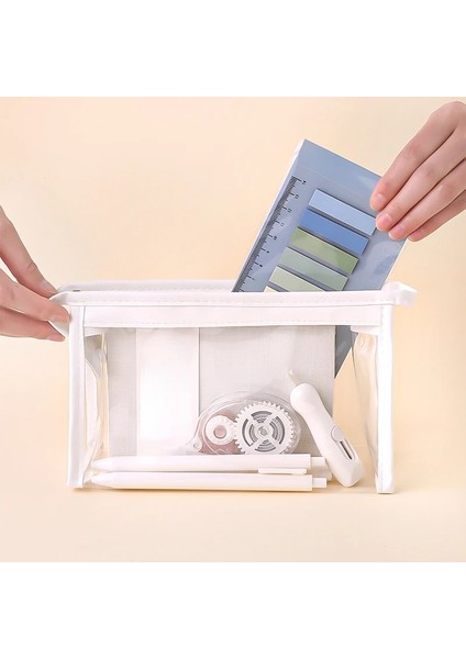 Sarı Tarzı Dıy Kızlar Şeffaf Kozmetik Çantası Kadın Fermuar Temizle Makyaj Çantaları Kalem Kutusu Seyahat Pvc Banyo Tuvalet Yıkama Saklama Çantası Kılıfı (Yurt Dışından)
