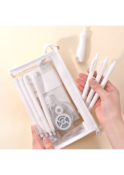 Sarı Tarzı Dıy Kızlar Şeffaf Kozmetik Çantası Kadın Fermuar Temizle Makyaj Çantaları Kalem Kutusu Seyahat Pvc Banyo Tuvalet Yıkama Saklama Çantası Kılıfı (Yurt Dışından)
