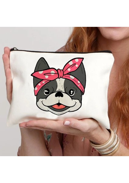 No.9 Stili Sevimli Fransız Bulldog Baskı Kadın Kozmetik Çantası Kadın Makyaj Çantaları Makyaj Çantası Büyük Çocuk Kalem Kutusu Geniş Saklama Çantası (Yurt Dışından) fırsatları
