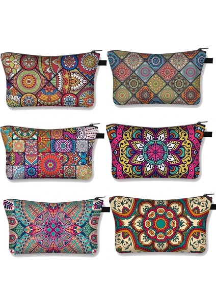 SHZBNMTLS15 Stili Vintage Mandala Desen Çok Fonksiyonlu Kozmetik Çantaları Peçete Organizatör Gotik Kadın Cüzdan Hint Çiçek Makyaj Çantası (Yurt Dışından) fiyatları