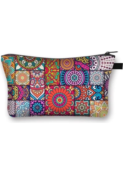 SHZBNMTLS15 Stili Vintage Mandala Desen Çok Fonksiyonlu Kozmetik Çantaları Peçete Organizatör Gotik Kadın Cüzdan Hint Çiçek Makyaj Çantası (Yurt Dışından) modelleri