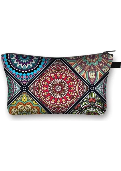 SHZBNMTLS15 Stili Vintage Mandala Desen Çok Fonksiyonlu Kozmetik Çantaları Peçete Organizatör Gotik Kadın Cüzdan Hint Çiçek Makyaj Çantası (Yurt Dışından) fırsatları