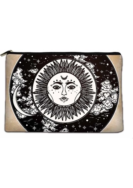 No.8 Tarzı 15X22CM Her Türlü Güneş ve Ay Desenleri Kadın Kozmetik Çantası Seyahat Malzemeleri Cilt Bakım Ürünü Saklama Çantası (Yurt Dışından)