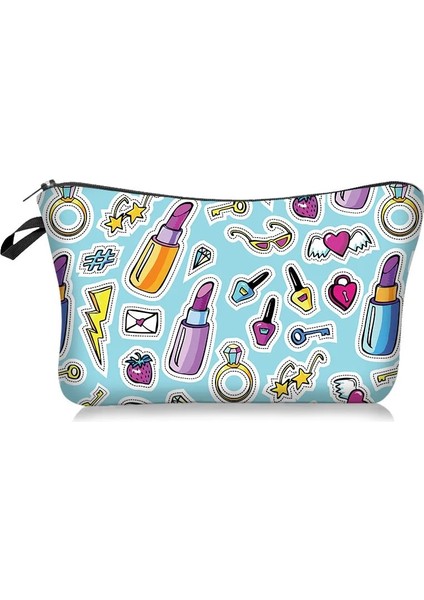 No.2 Tarzı 24X20X13CM-KÜÇÜK Polyester Ruj Dudak Baskı Desen Kadın Seyahat Saklama Çantası Tuvalet Organize Sevimli Kozmetik Çantası Taşınabilir Makyaj Çantası Neceser (Yurt Dışından)