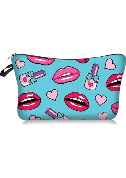 No.2 Tarzı 24X20X13CM-KÜÇÜK Polyester Ruj Dudak Baskı Desen Kadın Seyahat Saklama Çantası Tuvalet Organize Sevimli Kozmetik Çantası Taşınabilir Makyaj Çantası Neceser (Yurt Dışından) modelleri