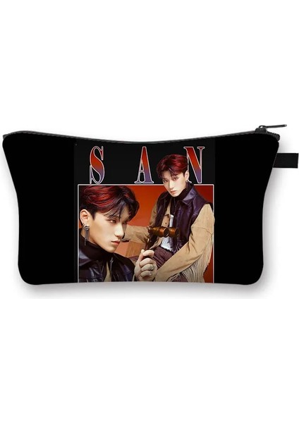 SHZBATTEZ17 Tarzı Kore Kpop Ateez Kozmetik Durumda Kardeşlik Duvarı Kırmak Kadın Makyaj Çantaları Küçük Debriyaj Sevimli Kozmetik Organizatör Makyaj Çantası (Yurt Dışından)
