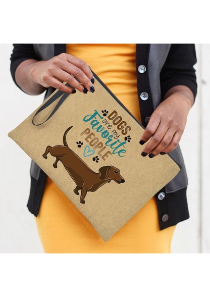 Q03480-A012BR-S Tarzı Kısa Bacaklar Ama Büyük Tutum Dachshund Köpek Baskı Makyaj Çantası Seyahat Tuvalet Organizatör Kadın Kozmetik Çantaları Fermuarlı Debriyaj Kese (Yurt Dışından)