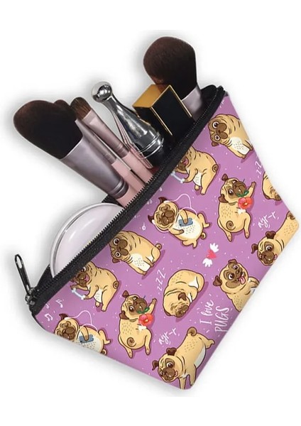 SHZBBADDOG12 Tarzı 3D Pug Köpek Baskılı Kozmetik Çantaları Pekingese Desen Sevimli Makyaj Çanta Düzenleyici Malzemeler Kadınlar Seyahat Kadın Mini Çanta (Yurt Dışından) fırsatları