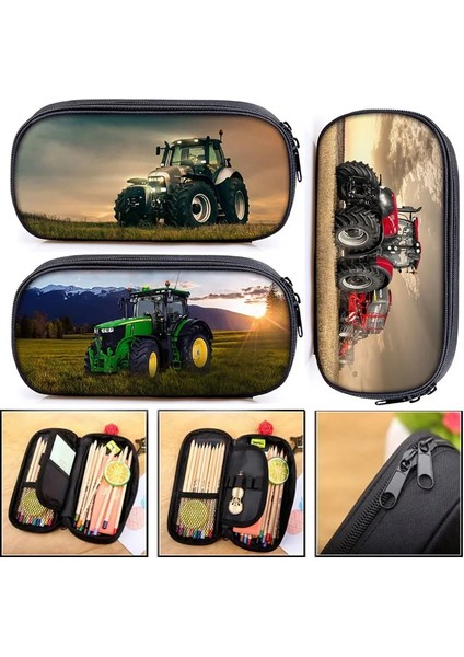 DQBBFTRACTOR10CW Tarzı Çiftlik Traktör Baskı Kozmetik Kutusu Kalem Çantası Erkek Kız Kırtasiye Çantası Çocuklar Okul Çantası Çocuk Kalem Kutusu Okul Malzemeleri Çanta (Yurt Dışından) fiyatları