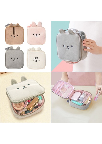Kahverengi Tarzı Taşınabilir Kawaii Yumuşak Peluş Tavşan Kılıfı Sevimli Kozmetik Çantaları Büyük Kapasiteli Seyahat Organizatör Makyaj Fırçaları Torbalar Kozmetik Kutuları (Yurt Dışından) fiyatları