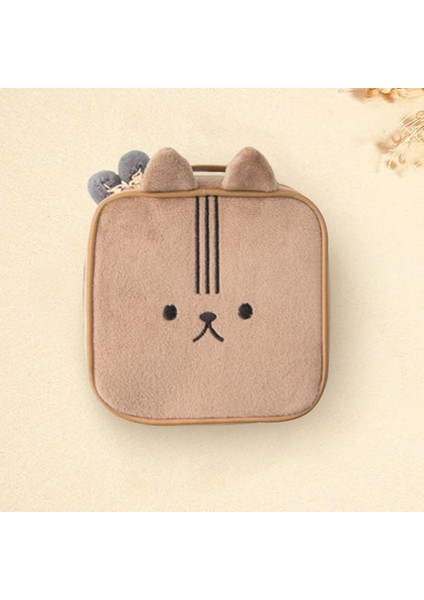 Kahverengi Tarzı Taşınabilir Kawaii Yumuşak Peluş Tavşan Kılıfı Sevimli Kozmetik Çantaları Büyük Kapasiteli Seyahat Organizatör Makyaj Fırçaları Torbalar Kozmetik Kutuları (Yurt Dışından) modelleri
