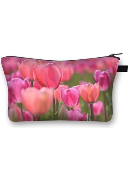 SHZBYJX02 Tarzı Kadın Kırmızı Gelincikler Çiçekler Baskı Kozmetik Çantası Bayan Makyaj Çantası Küçük Çanta Kadın Tuvalet Güzellik Çantaları Kozmetik Çantası (Yurt Dışından)