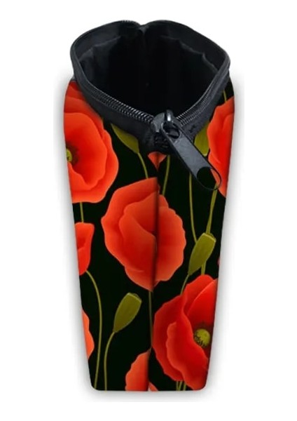 SHZBYJX05 Tarzı Kadın Kırmızı Gelincikler Çiçekler Baskı Kozmetik Çantası Bayan Makyaj Çantası Küçük Çanta Kadın Tuvalet Güzellik Çantaları Kozmetik Çantası (Yurt Dışından) indirimleri